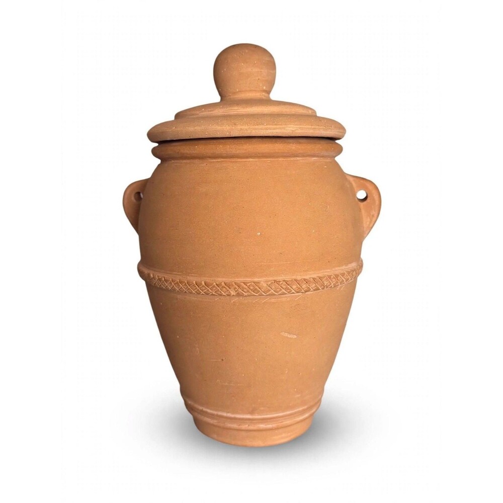 The Moroccan Botaniste MC Pot Lidded Terracotta Decorative Vessel 7”